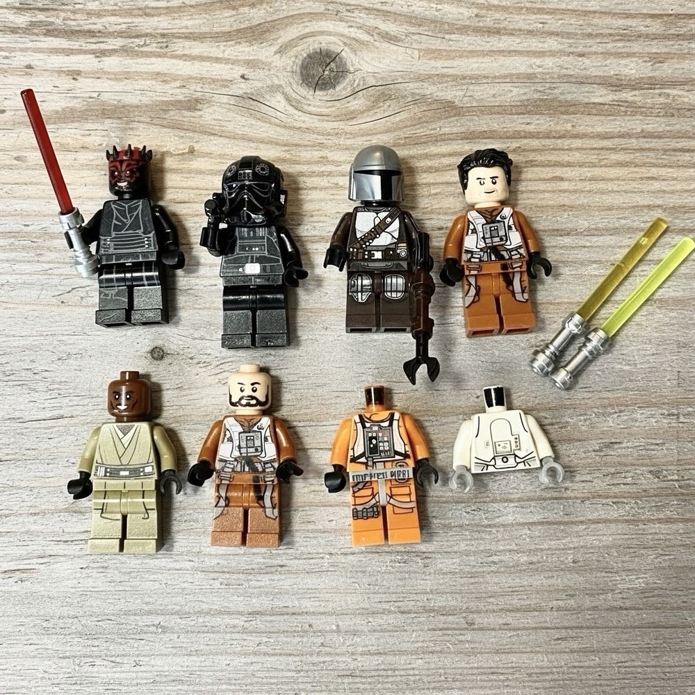 LEGO Star Wars Minifigure Lot Mandalorian Darth Maul Poe Dameron TIE Pilot+Parts